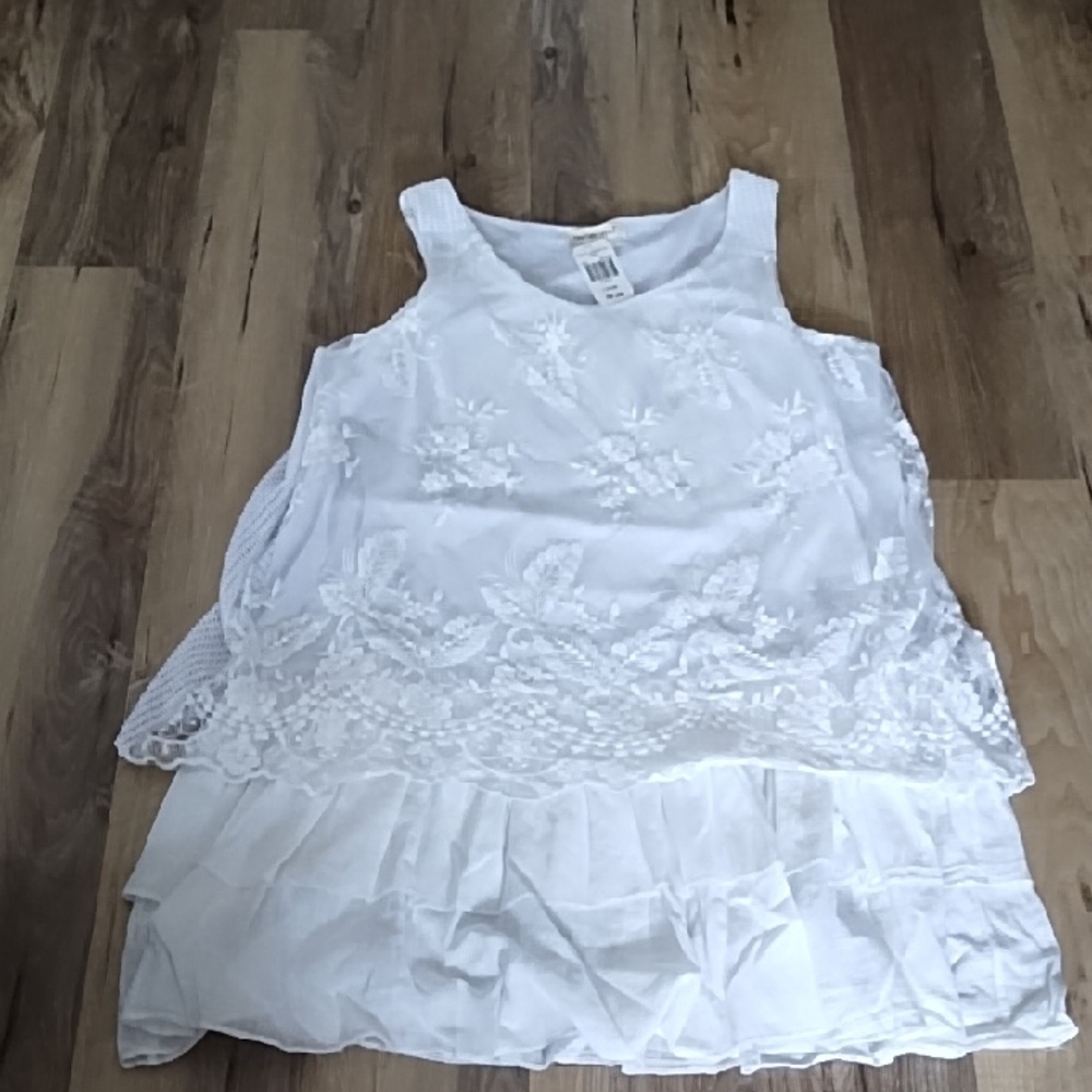 indigo soul White Lace Tiered Camisole Dress